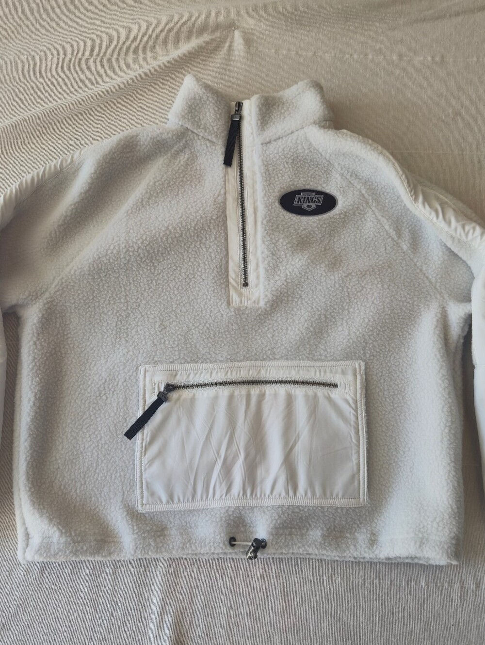 Wear by Erin Andrews Los Angeles Kings White Fleece Pullover Jacket L/G